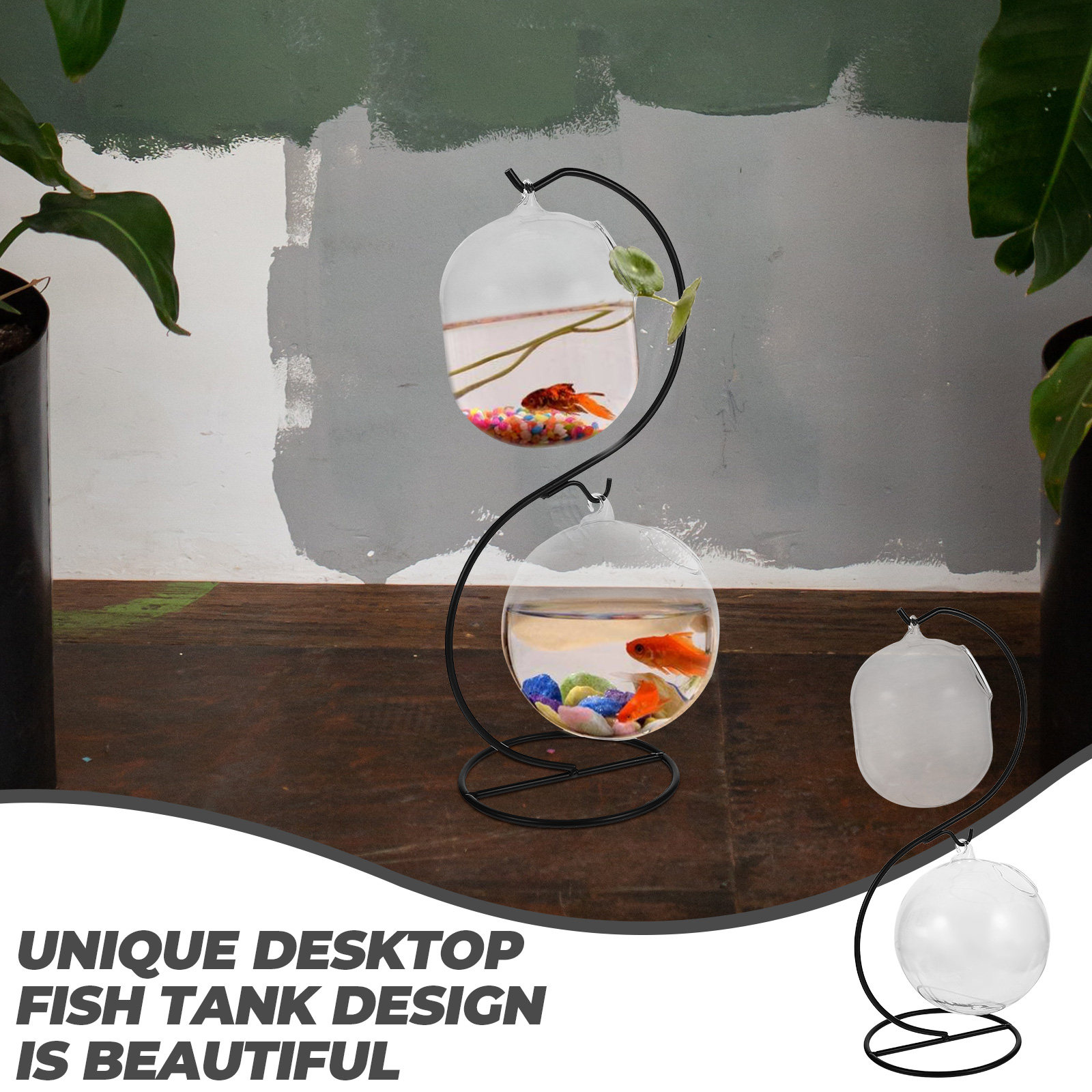 Planted Aquarium With Fish - Acquario da tavolo trasparente in vetro